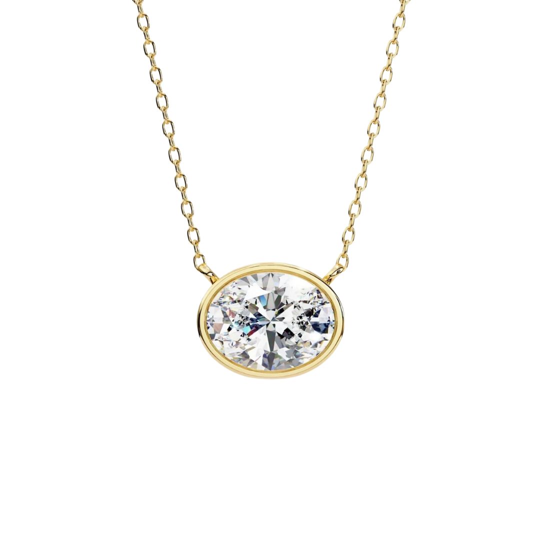 1.25Ct Oval Cut Diamond Bezel Set Necklace